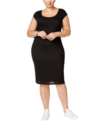 Love Squared Womens Textured A-line Bodycon Dress blk 3X
