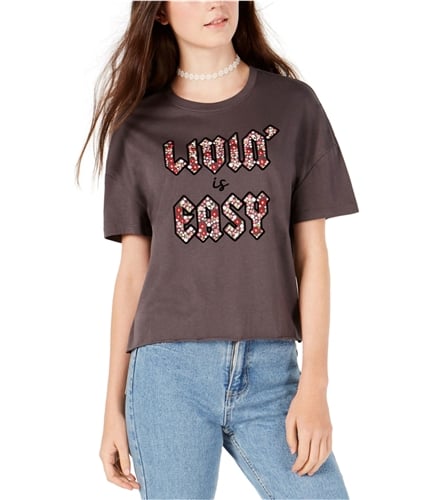 Carbon Copy Womens Livin' Is Easy Graphic T-Shirt charcoal XS