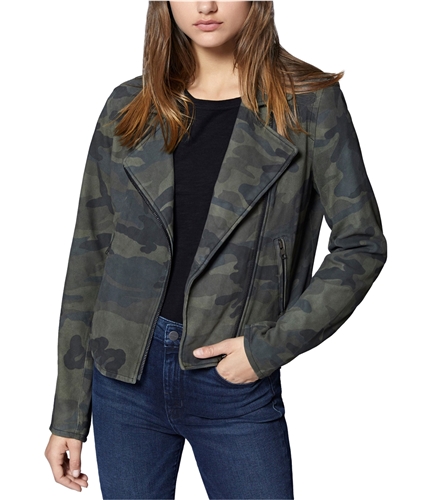 Sanctuary Clothing Womens Camo-Print Suede Motorcycle Jacket camosuede XS