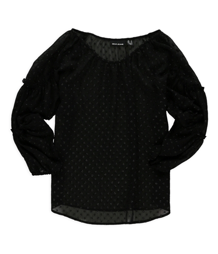DKNY Womens Sheer Shimmer Tunic Blouse 004 S
