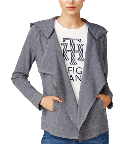 Tommy Hilfiger Womens Draped Hooded Cardigan Sweater hgr XS