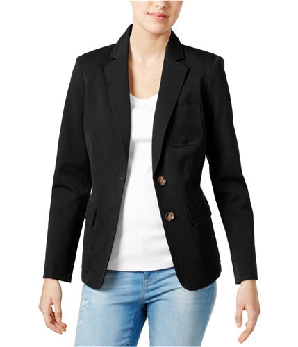 Tommy Hilfiger Womens Pocketed Two Button Blazer Jacket blk 10