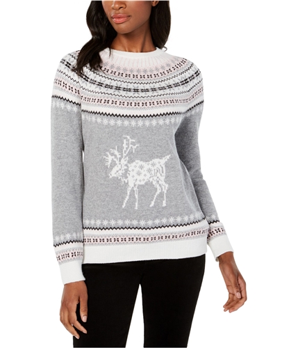 Tommy Hilfiger Womens Reindeer Wool Pullover Sweater gray XS