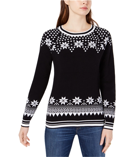 Tommy Hilfiger Womens Fair Isle Pullover Sweater black XS