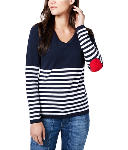 Tommy Hilfiger Womens Patch Elbow Pullover Sweater blue L