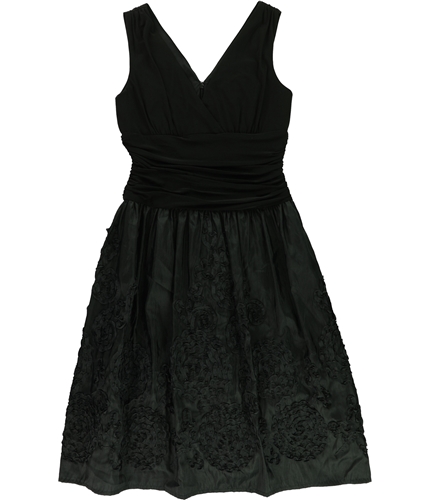 Michael Kors Womens Flower Applique A-line Dress black XL