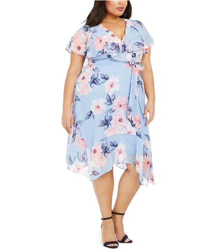Jessica Howard Womens Floral-Print Wrap Dress blu 6P