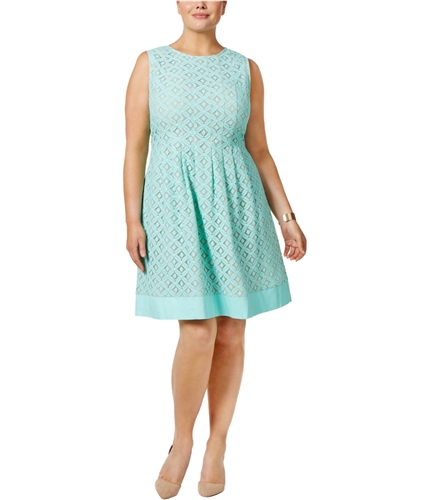 Jessica Howard Womens Lace Fit & Flare Dress turquoise 22W