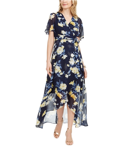 Jessica Howard Womens Floral High-Low Maxi Dress blue 6