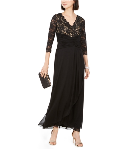 Jessica Howard Womens Lace Top Gown Dress black 12P