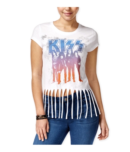 Hybrid Womens KISS Fringe Graphic T-Shirt white XS