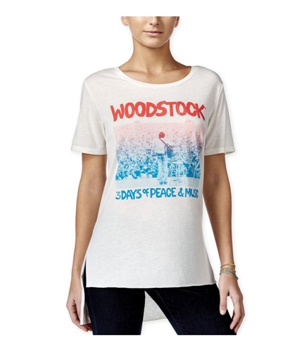 Hybrid Womens Woodtock Hi-Lo Graphic T-Shirt ivory XS