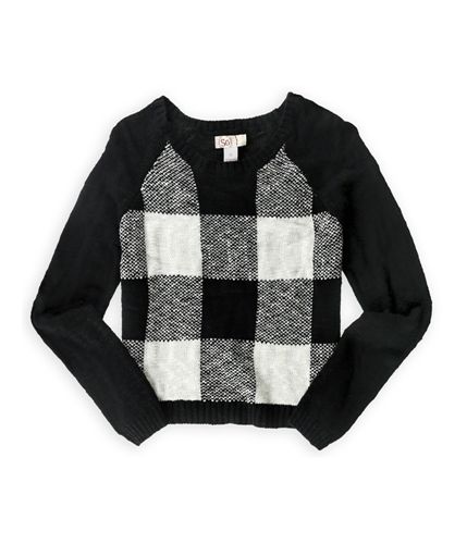 So Womens Checkerboard Knit Sweater bktiegret XL