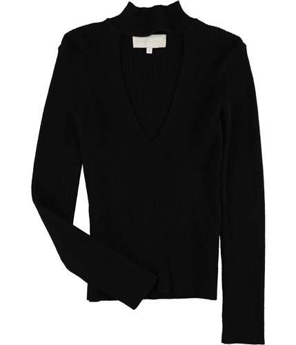 Michelle Mason Womens Ribbed Knit Sweater black S