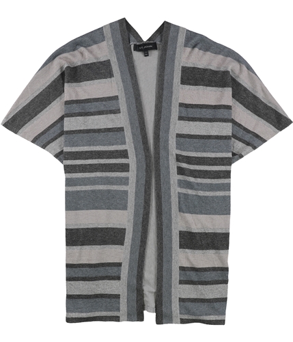 St. John Womens Shimmer Stripe Cardigan Sweater gray L