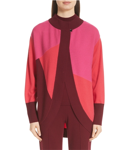 St. John Womens Colorblocked Cardigan Sweater pink P