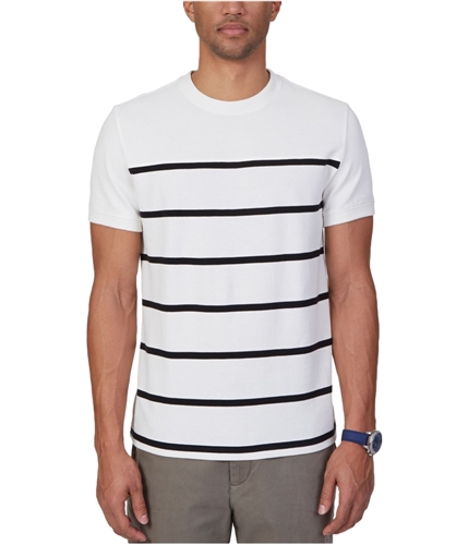 Nautica Mens Slim Fit Stripe Graphic T-Shirt marshmallo S