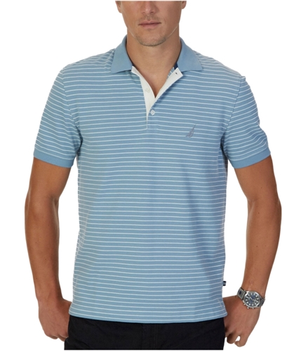 Nautica Mens Lined Rugby Polo Shirt anchorblue M