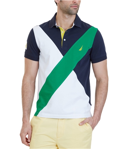 Nautica Mens Angle Blocked Rugby Polo Shirt rolingreen S