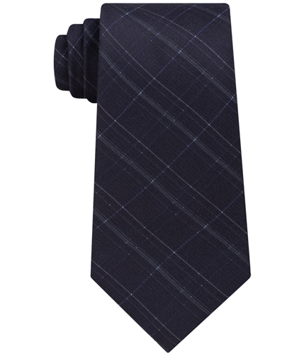 Calvin Klein Mens Debossed Grid Silk Self-tied Necktie 001 One Size