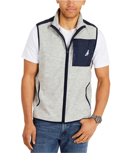 Nautica Mens Colorblocked Outerwear Vest greyhtr L