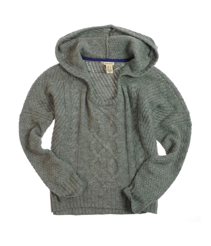 DKNY Womens Cable Knit Long Sleeve Hooded Sweater 079 S