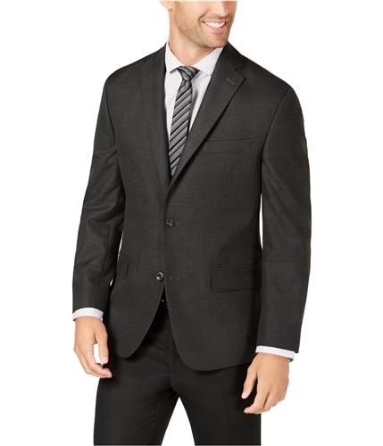 Michael Kors Mens Plaid Two Button Blazer Jacket darkgray 44