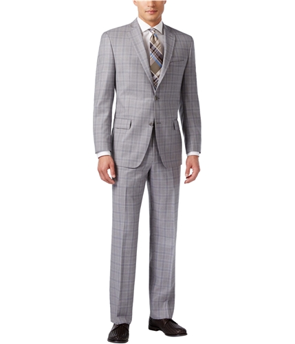 Michael Kors Mens Classic Plaid Two Button Formal Suit gray 40x38