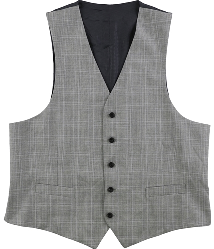 Michael Kors Mens Plaid Five Button Vest grey 44