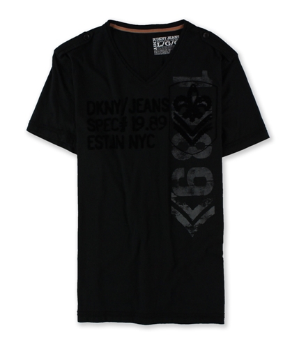 DKNY Mens Felt V Neck Embellished T-Shirt 001 L