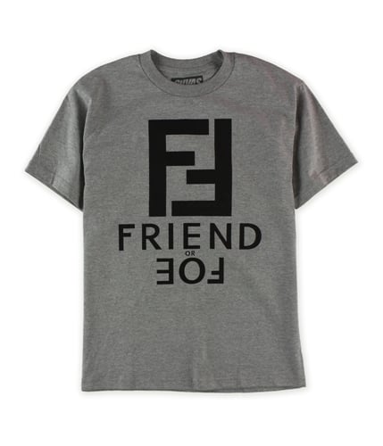 SUVAS Mens Friend Or Foe Logo Graphic T-Shirt htrgrey S