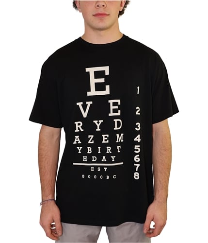 Everydaze My Birthday Mens Eye Chart Graphic T-Shirt black S