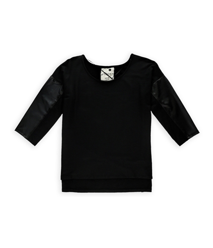Kensie Womens Pieces 3/4 Sleeve Basic T-Shirt black S