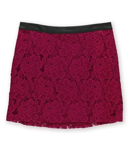 Kensie Womens Lace Overlay Mini Skirt magenta 2