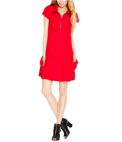Kensie Womens Solid Lace Shift Dress rouge M