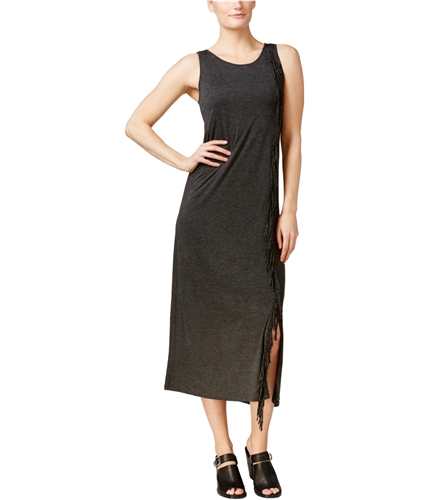 Kensie Womens Fringed A-line Midi Dress gray XS