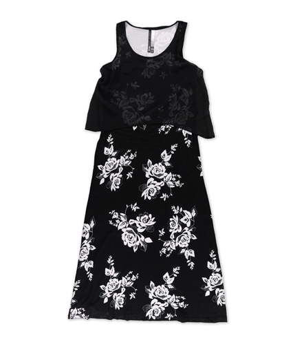 Kensie Womens Floral Popover Sheath Dress black XS