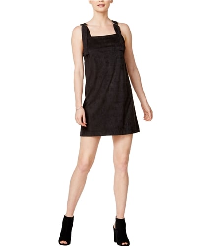 Kensie Womens Faux Suede Jumper Mini Dress blk XS