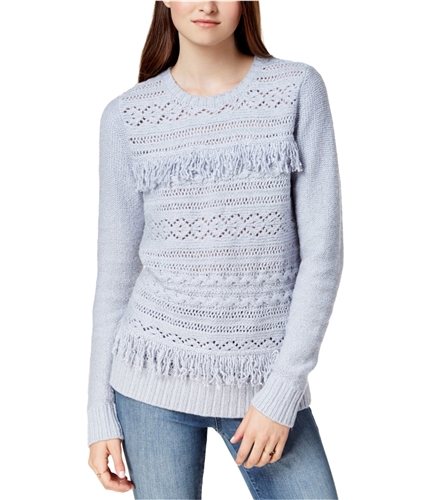 Kensie Womens Fringe Trim Knit Sweater egy XS