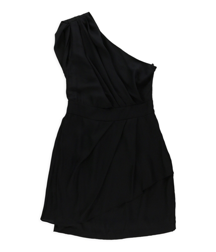 BCBG Womens Pleated One Shoulder Dress black 4