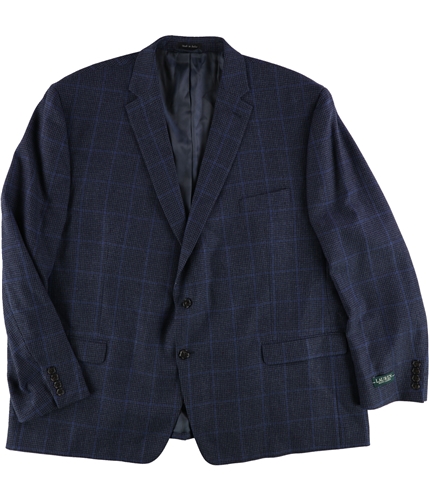 Ralph Lauren Mens Plaid Two Button Blazer Jacket blue 40