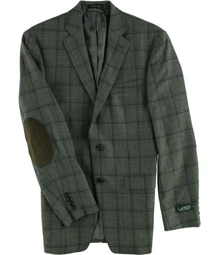 Ralph Lauren Mens Windowpane Two Button Blazer Jacket grey 36