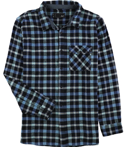 Lost Mens Distortion Flannel Button Up Shirt blu S