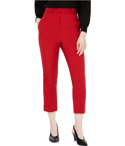 Line & Dot Womens Solid High Rise Casual Cropped Pants red XS/24