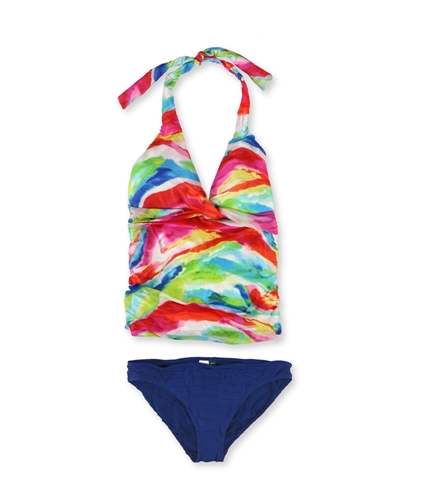 Ralph Lauren Womens Rainbow Textured Bikini 2 Piece Tankini multi 10