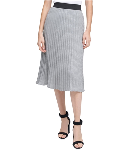 Calvin Klein Womens Pleated Midi Skirt gray XL