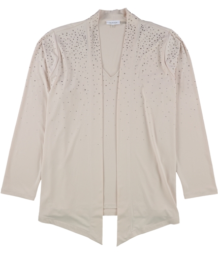 Calvin Klein Womens Embellished Pullover Blouse blush XS