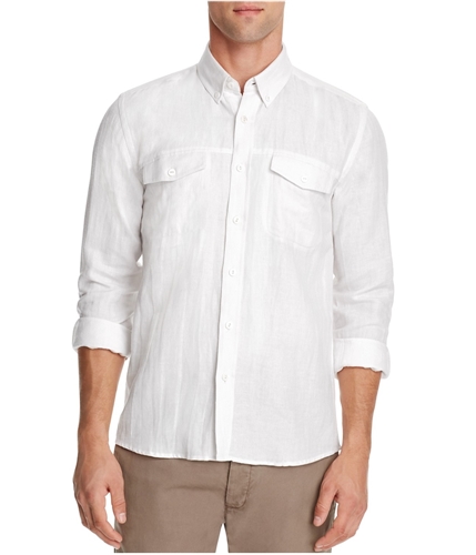 Saturdays Nyc Mens Herringbone Button Up Shirt white M
