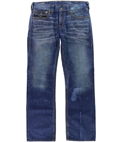 True Religion Mens Whiskered Straight Leg Jeans blue 34x34