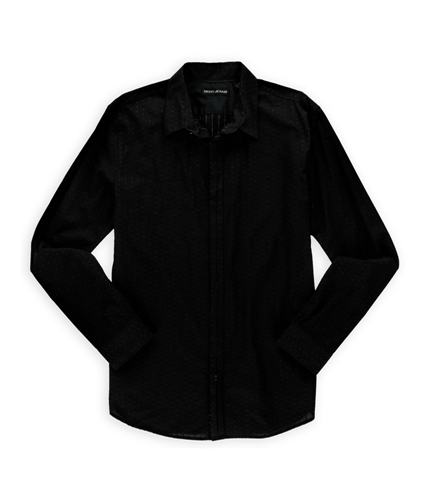 DKNY Mens Dobby Button Up Shirt black M